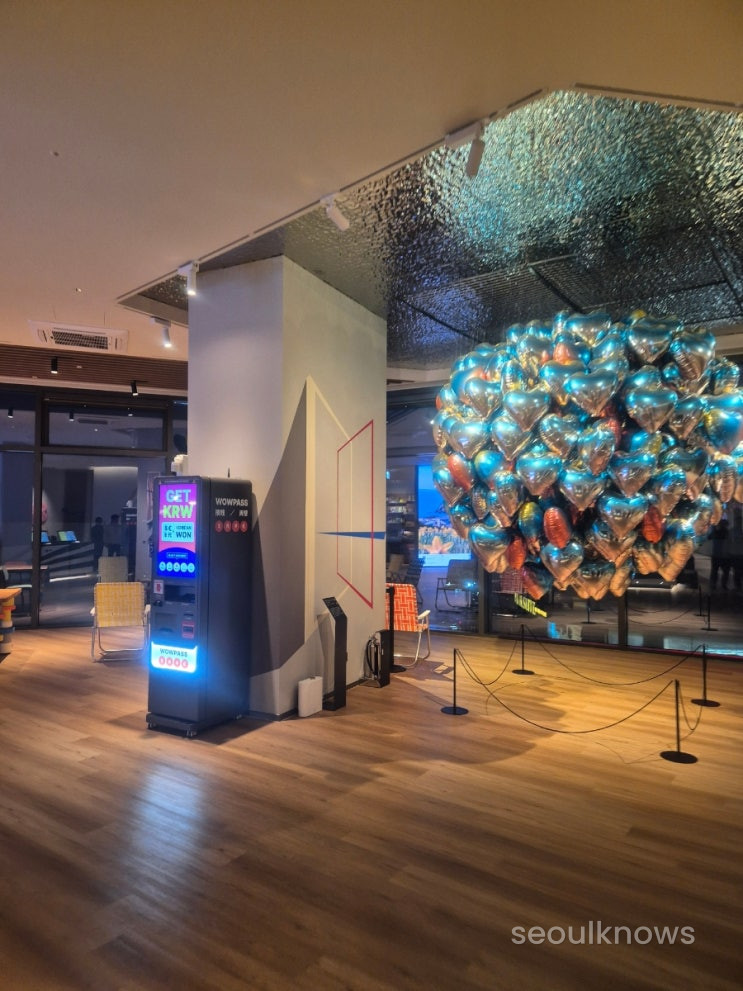 Art pieces double as photo zones throughout the lobby.