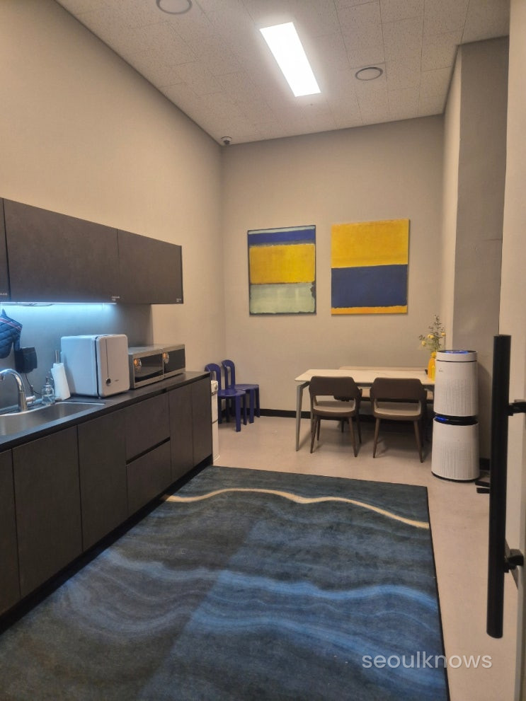 Guest pantry, water dispenser, microwave, bottle sterilizer.
