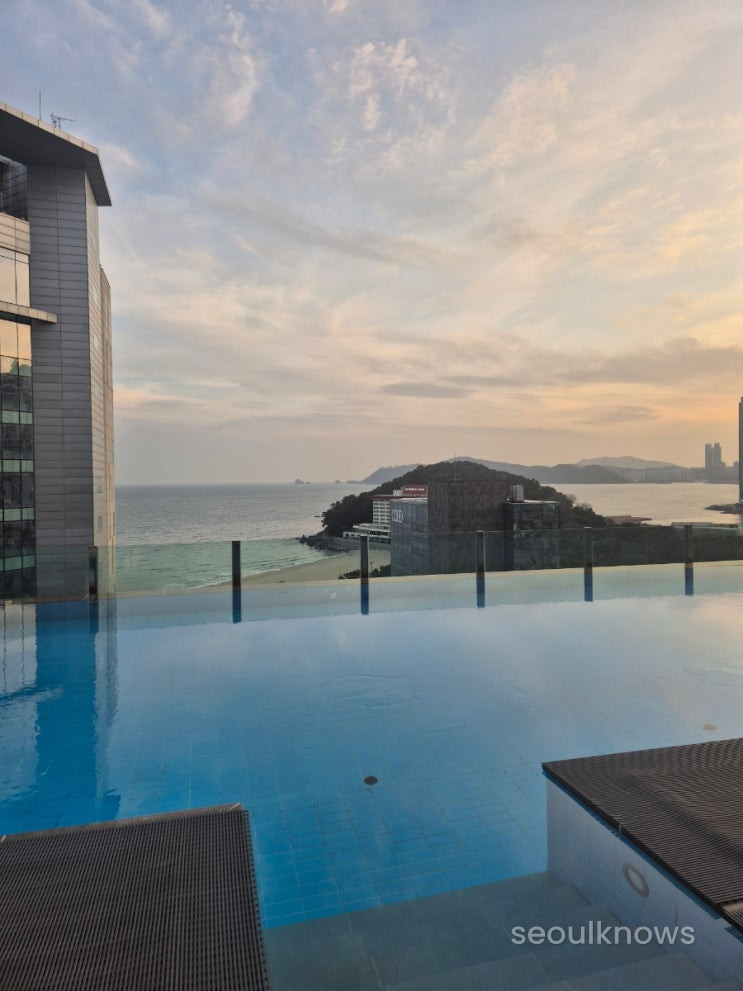 Baymond Hotel rooftop pool and Haeundae view