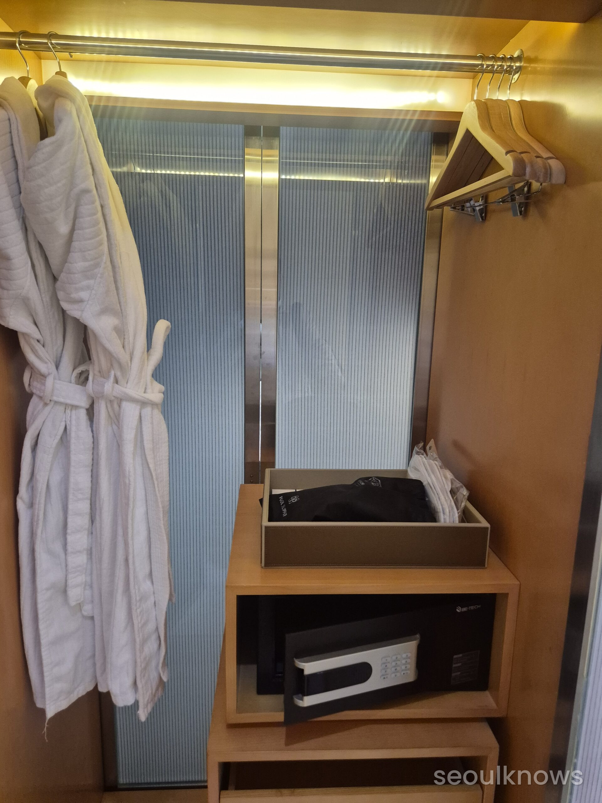 Baymond Hotel closet bathrobes