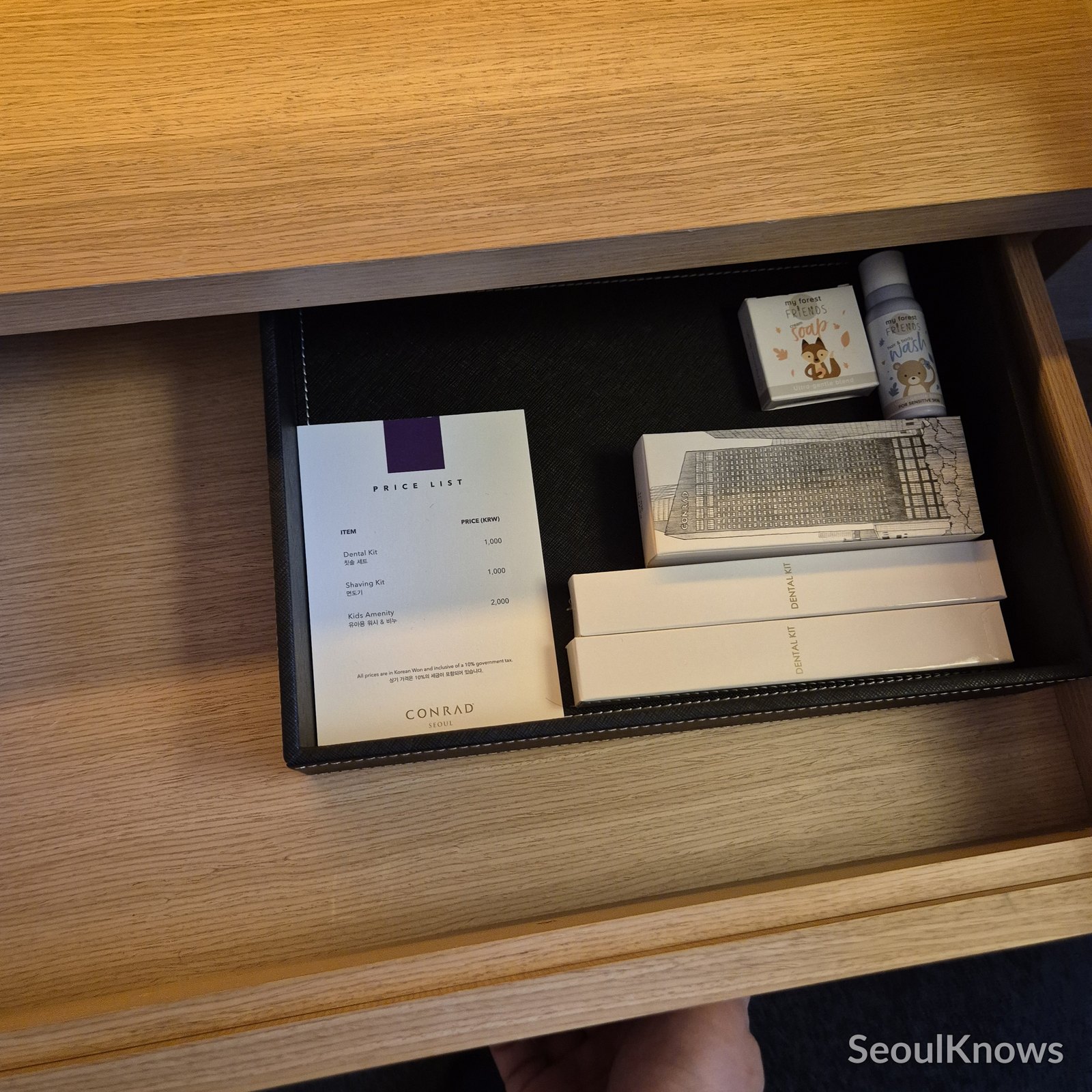 Conrad Seoul minibar checklist