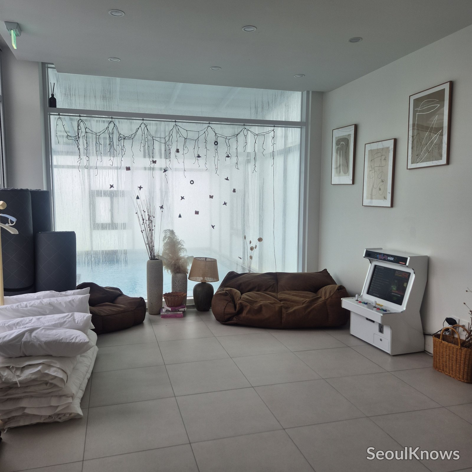 HAY living room with arcade and bean bags