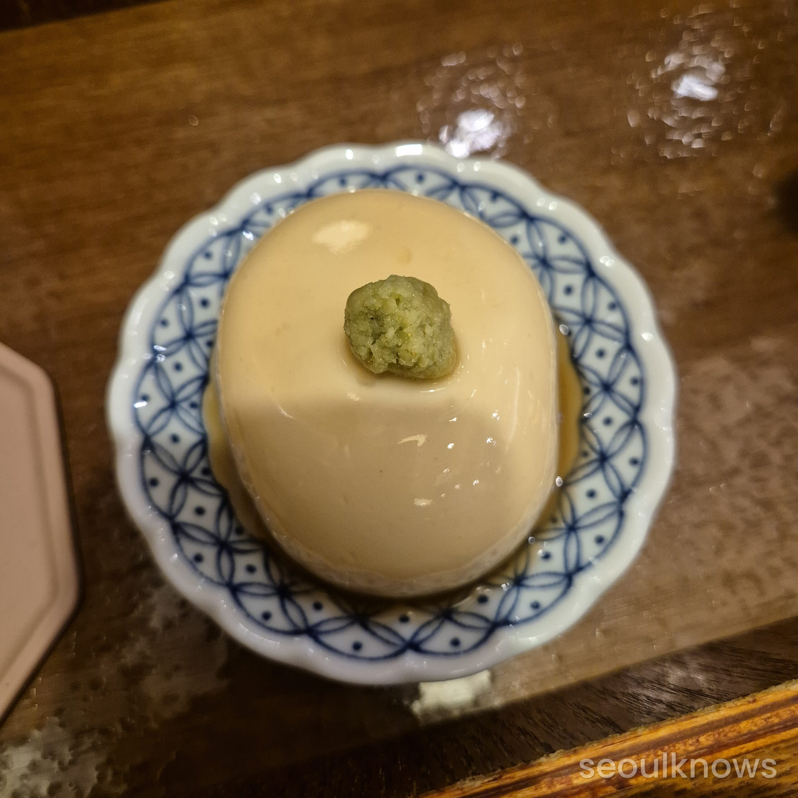 Custard pudding dessert served with each set at Giyohan Haeundae