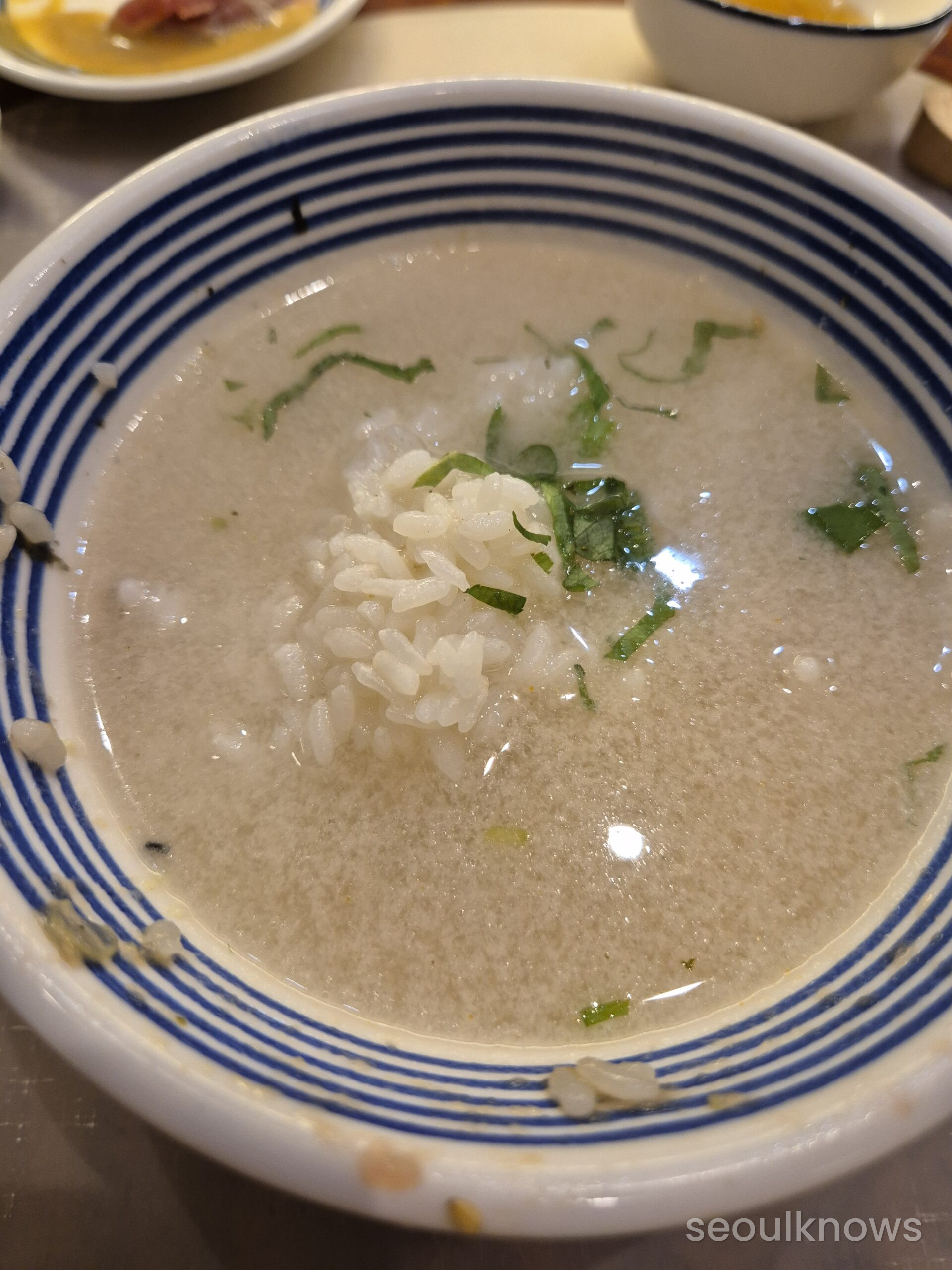 Giyohan Haeundae ochazuke - hot broth poured over remaining rice