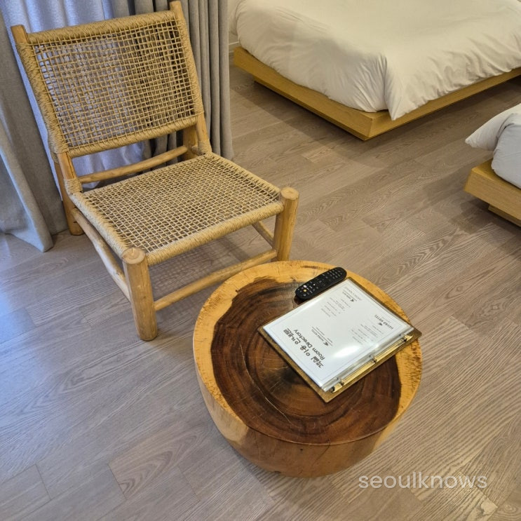 Rattan chair and table detail at Hound Garden & Terrace