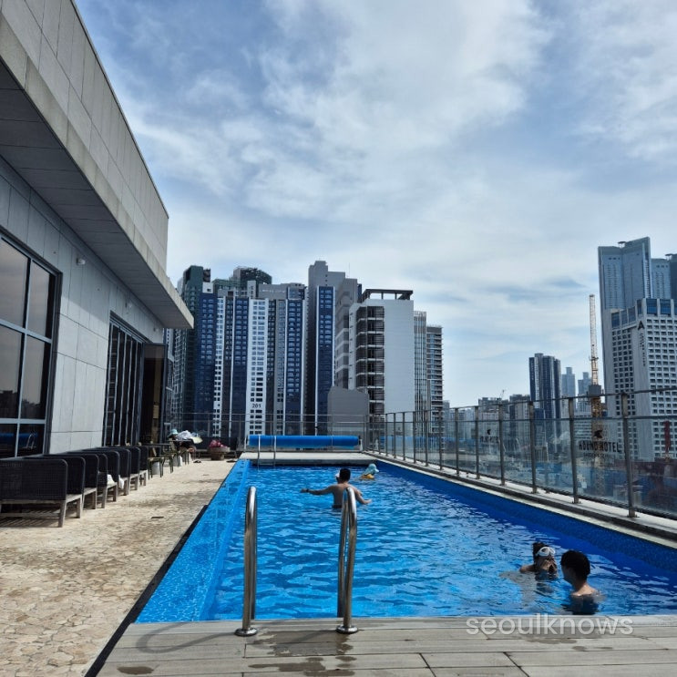 Rooftop pool at Hound Garden & Terrace overlooking Haeundae