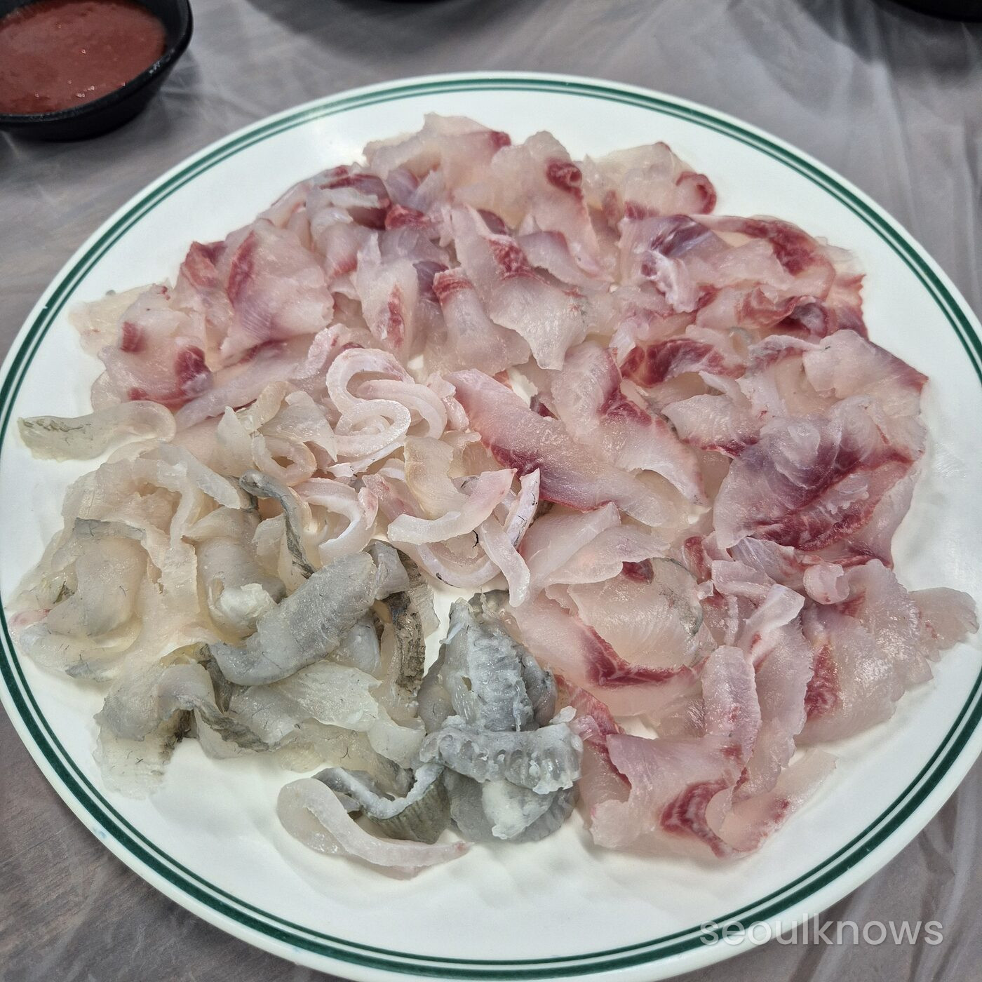 Close-up of firm, freshly sliced Korean-style hoe