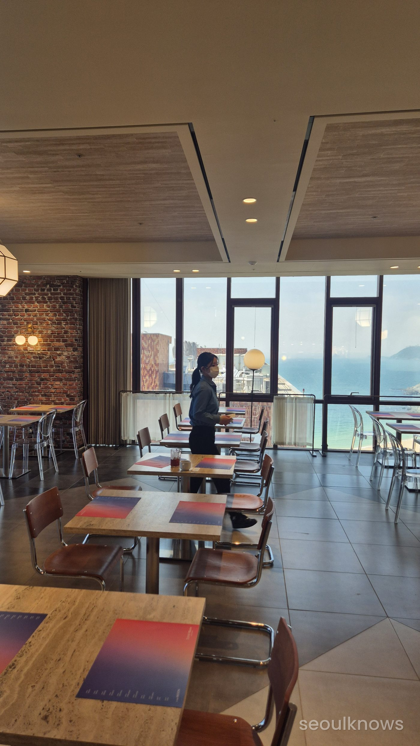Breakfast hall with Haeundae Beach view