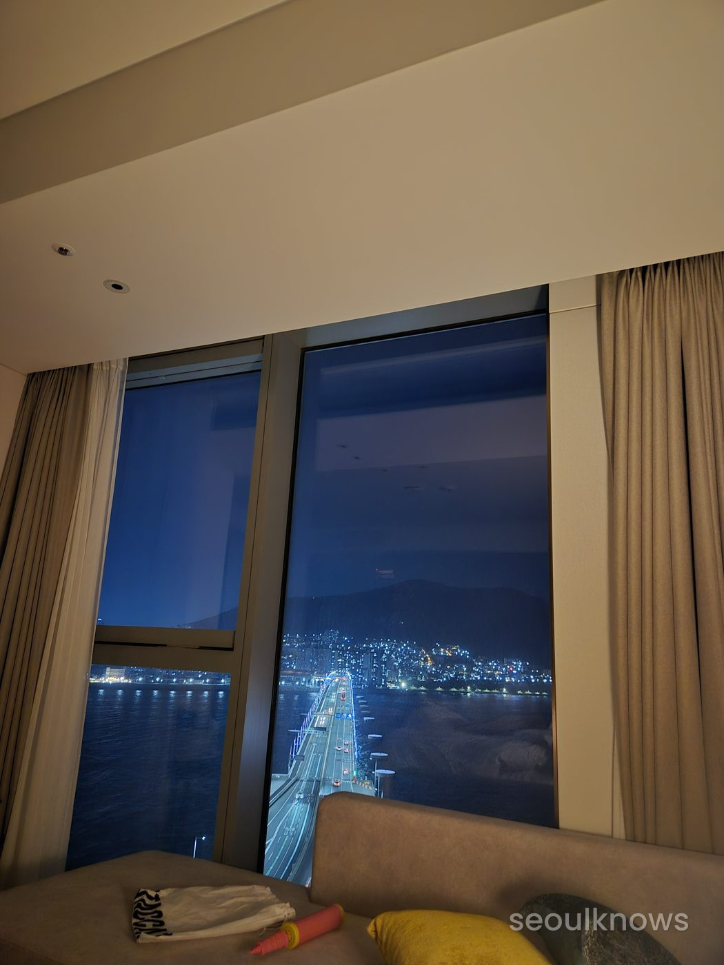 Nampang Bridge night view from Wyndham Grand Busan