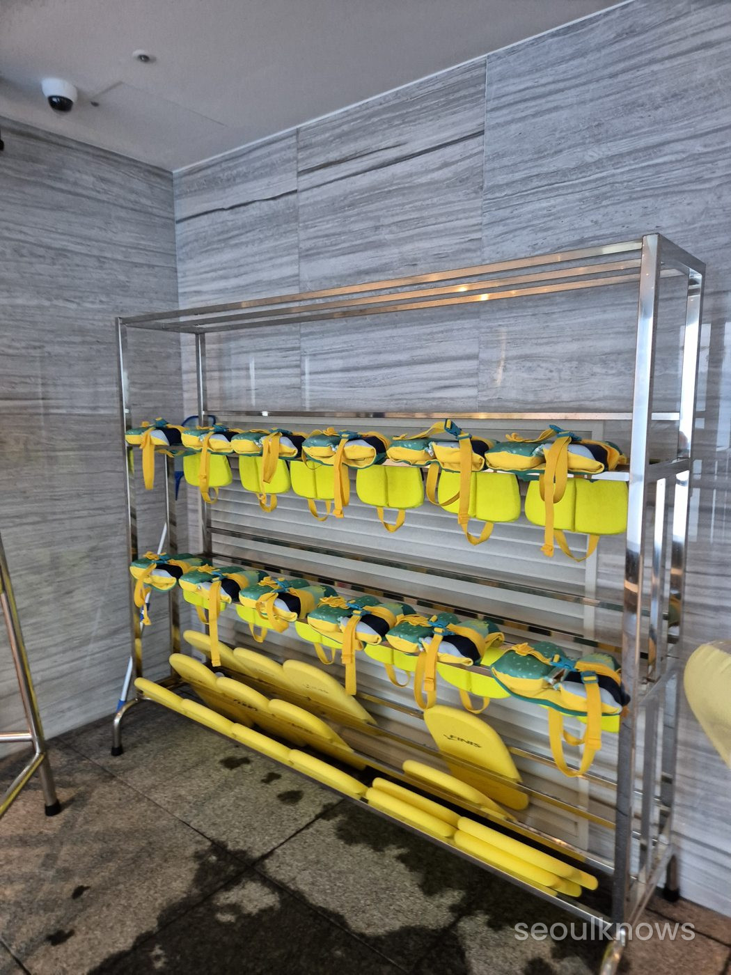 Infant life vests at the Wyndham Grand Busan pool