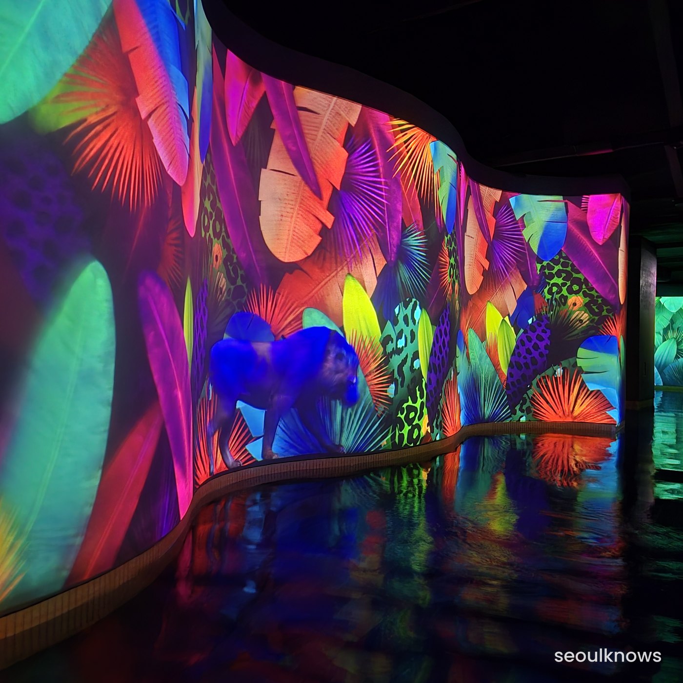 Ananti Waterhouse indoor jungle onsen with color-changing media-art lighting