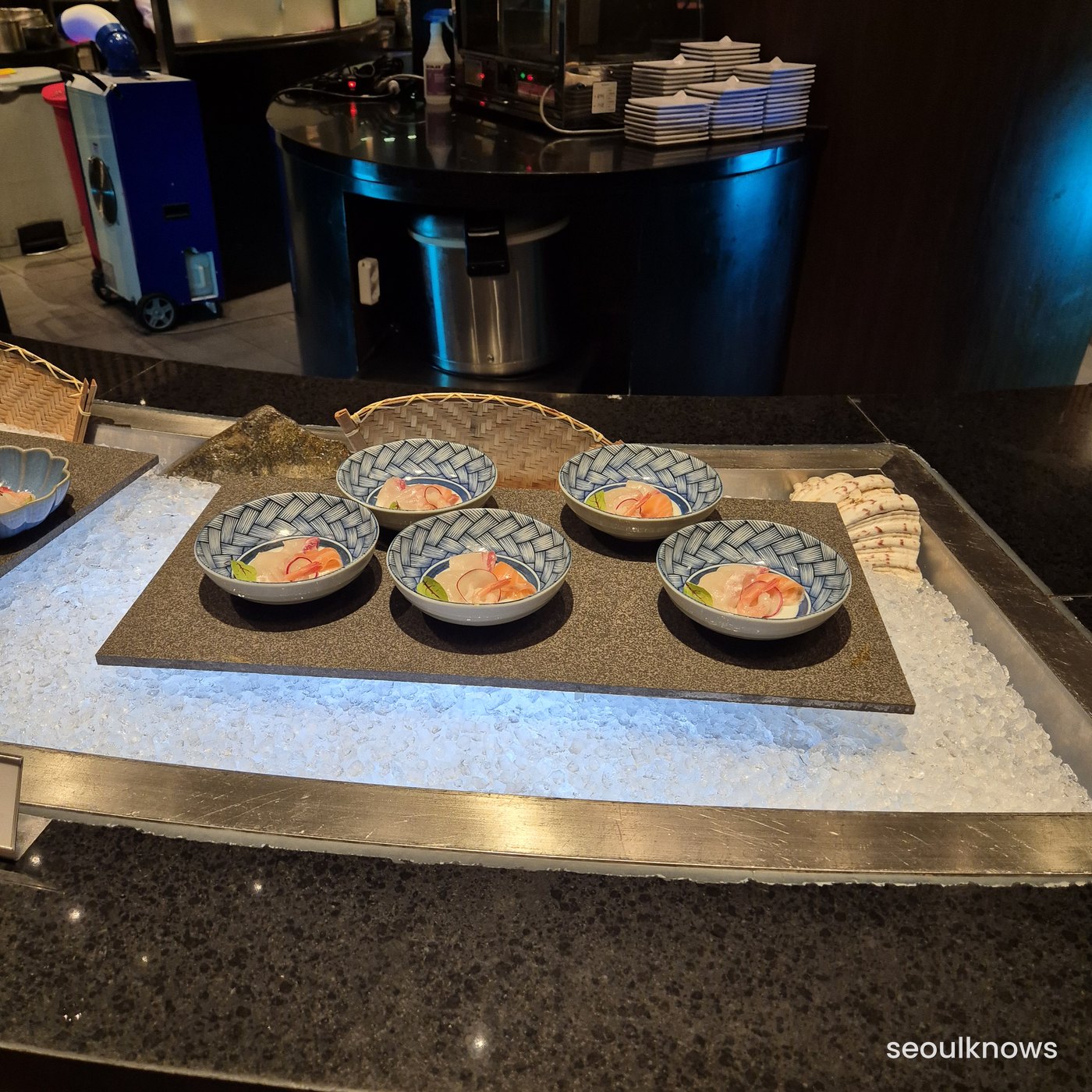 Plated sashimi and dishes at da MOIM buffet, Ananti Cove