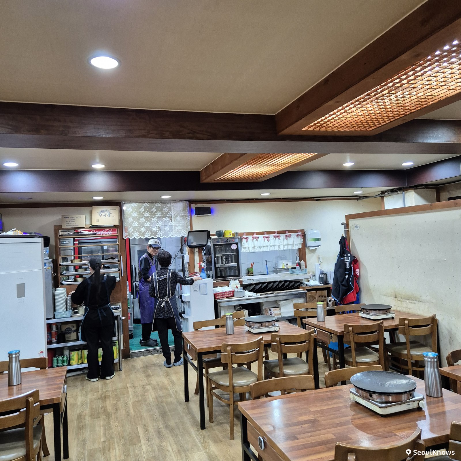 Inside Asura restaurant Gijang, simple local dining room