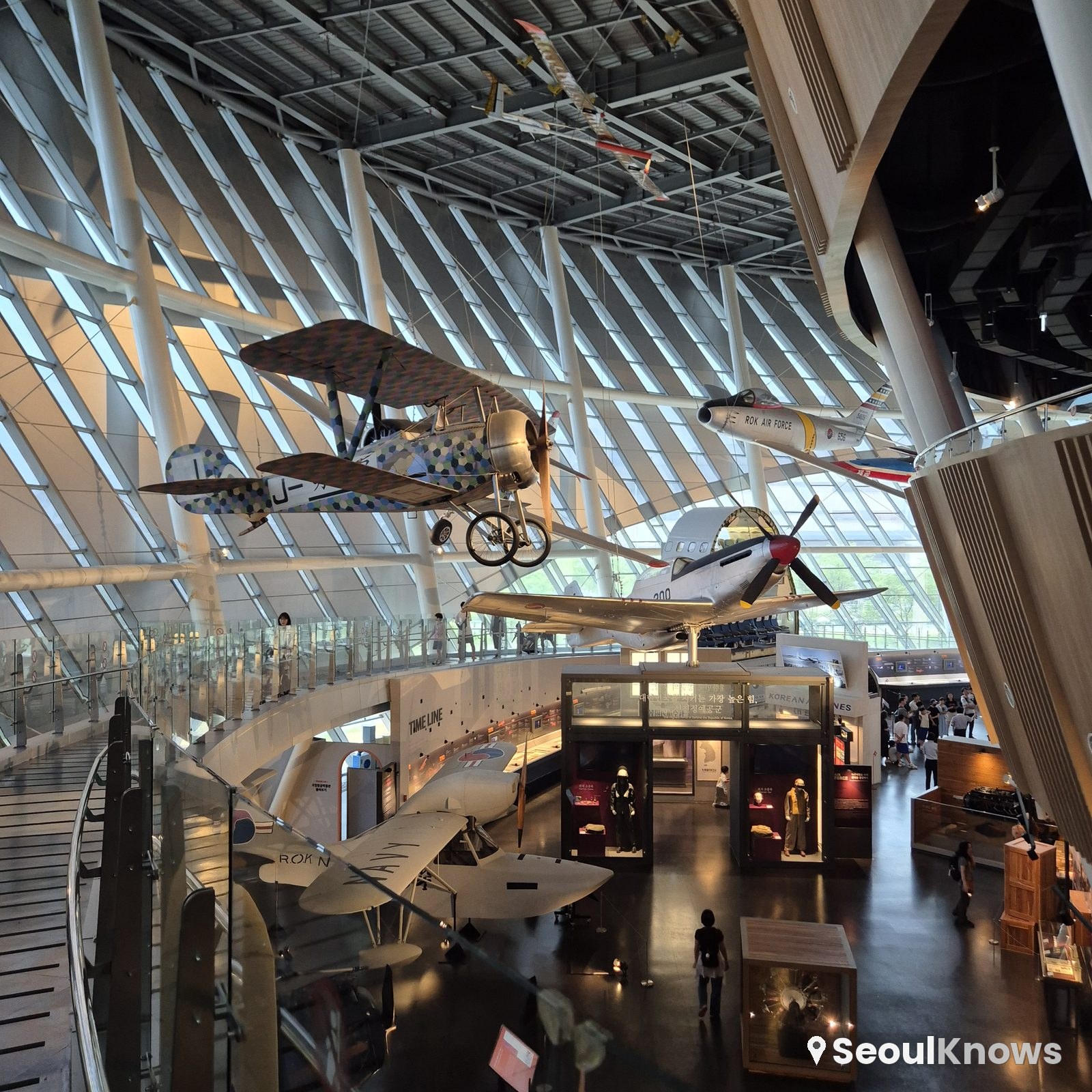 Aircraft suspended in the museum atrium