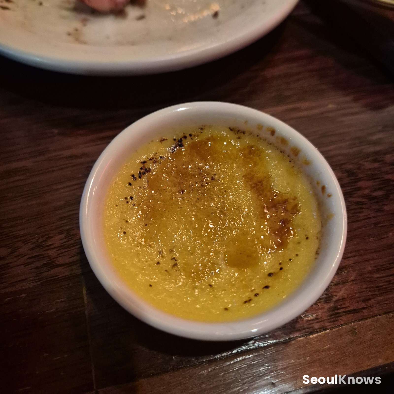 Creme brulee dessert at Burning Stone