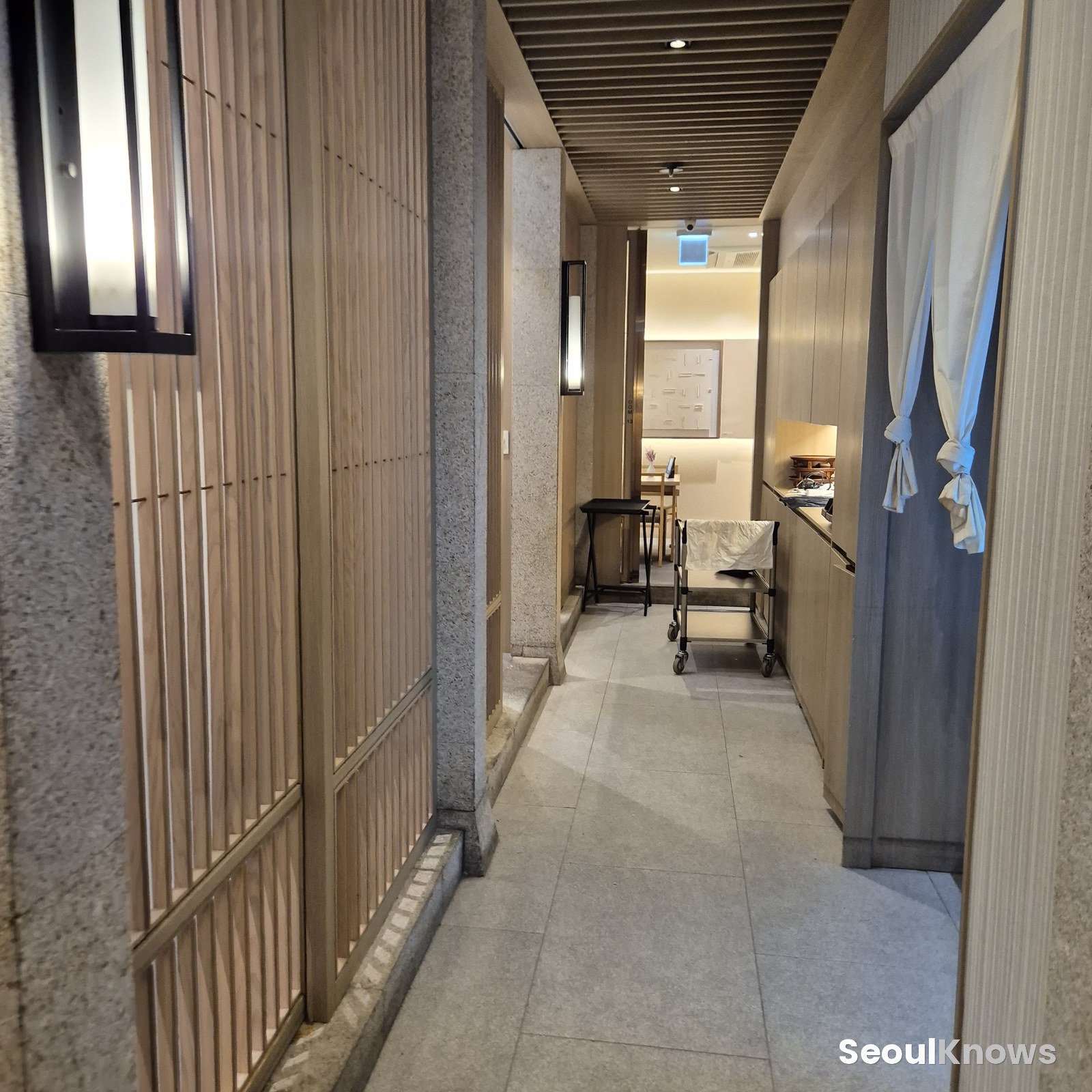Corridor leading to the private dining rooms