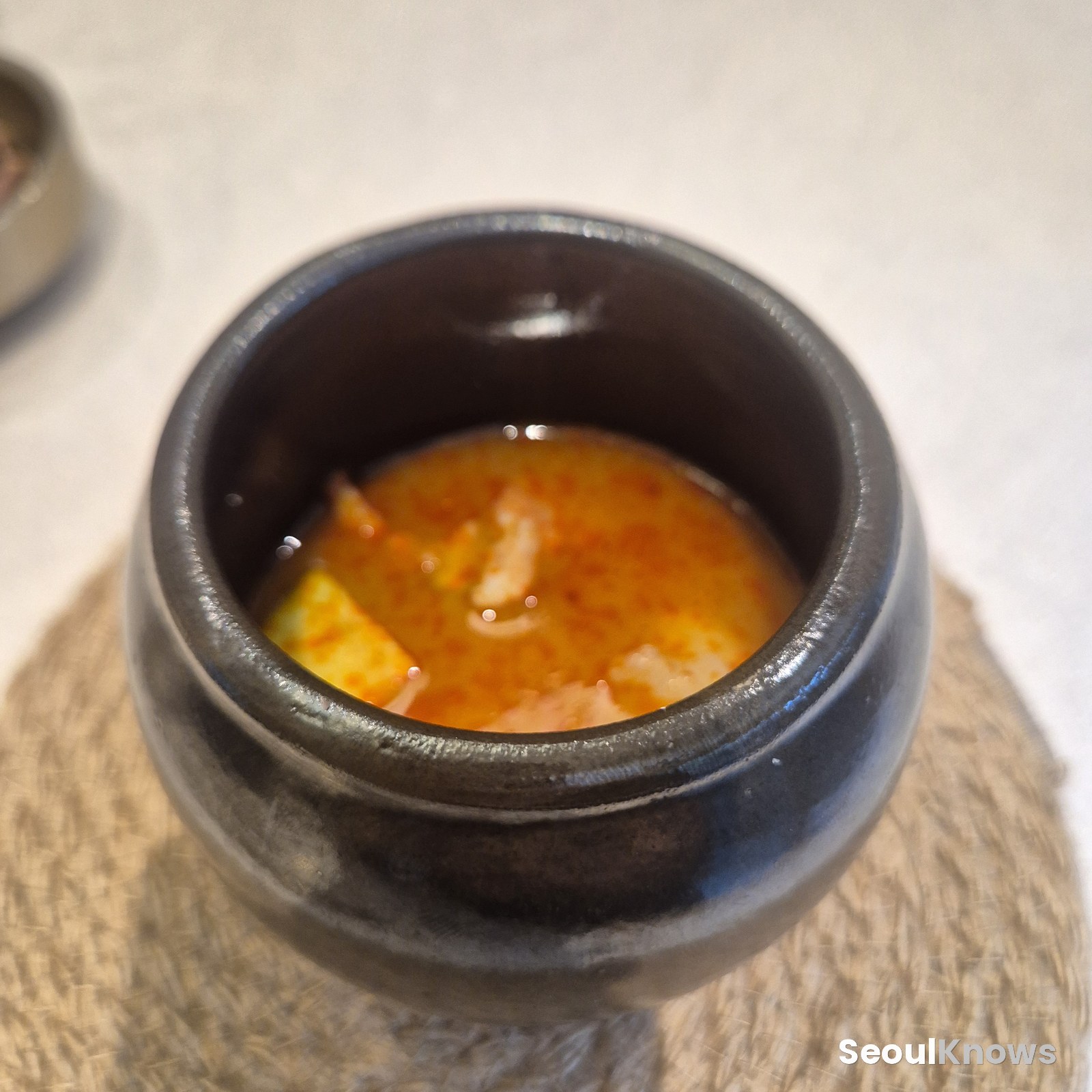 Small clay pot of Gangneung sundubu (soft tofu)