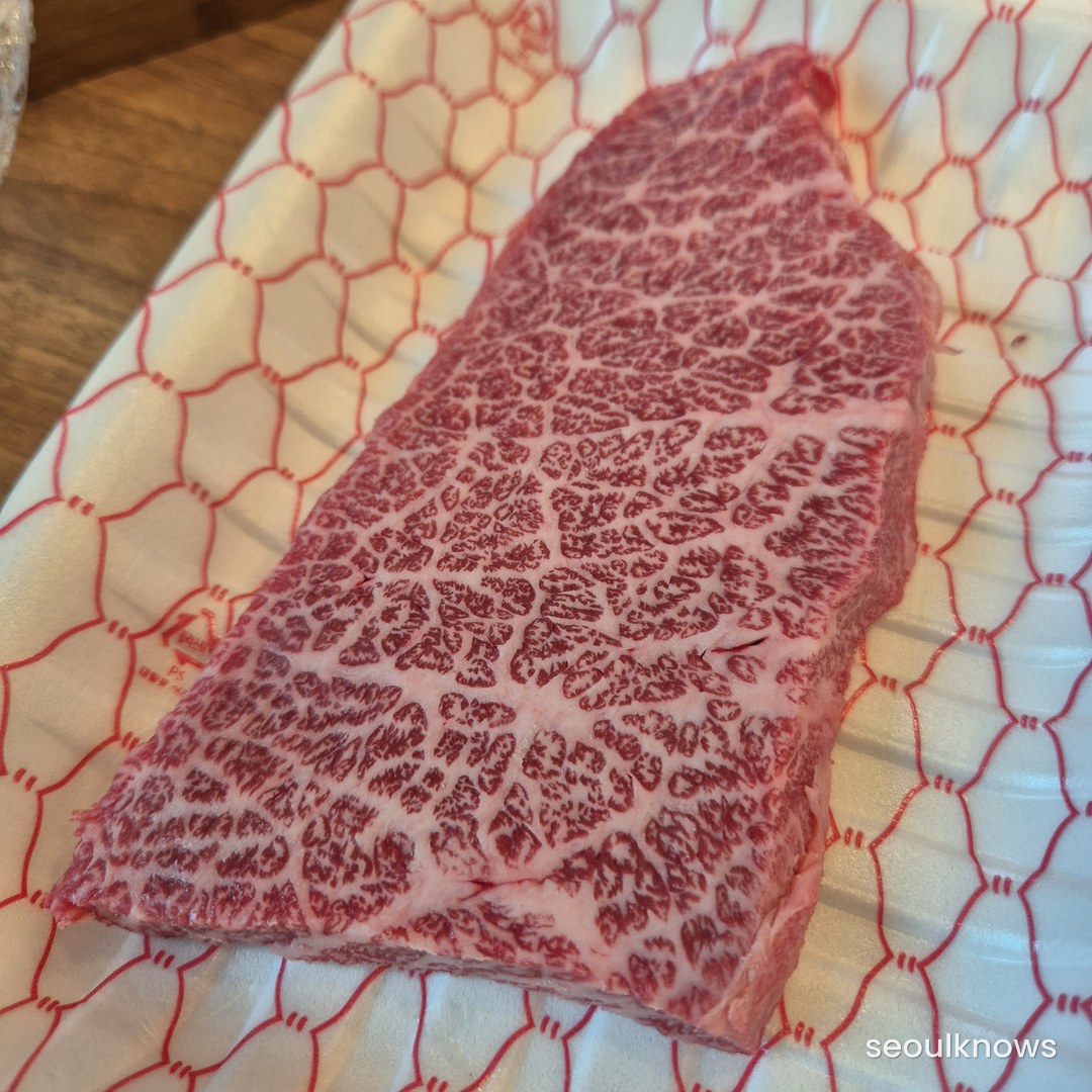 Hanwoo Korean beef showing marbling