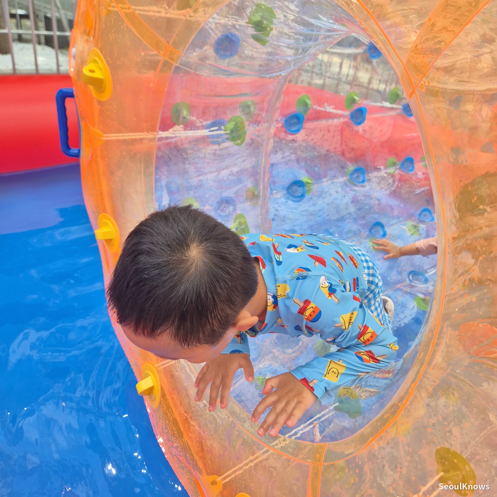 Child inside a water roller