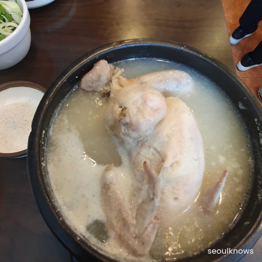 Samgyetang Korean ginseng chicken soup in a stone bowl