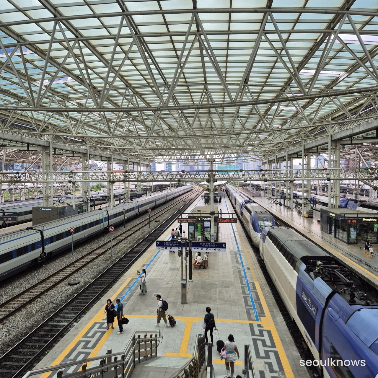 KTX train waiting at a Seoul Station platform