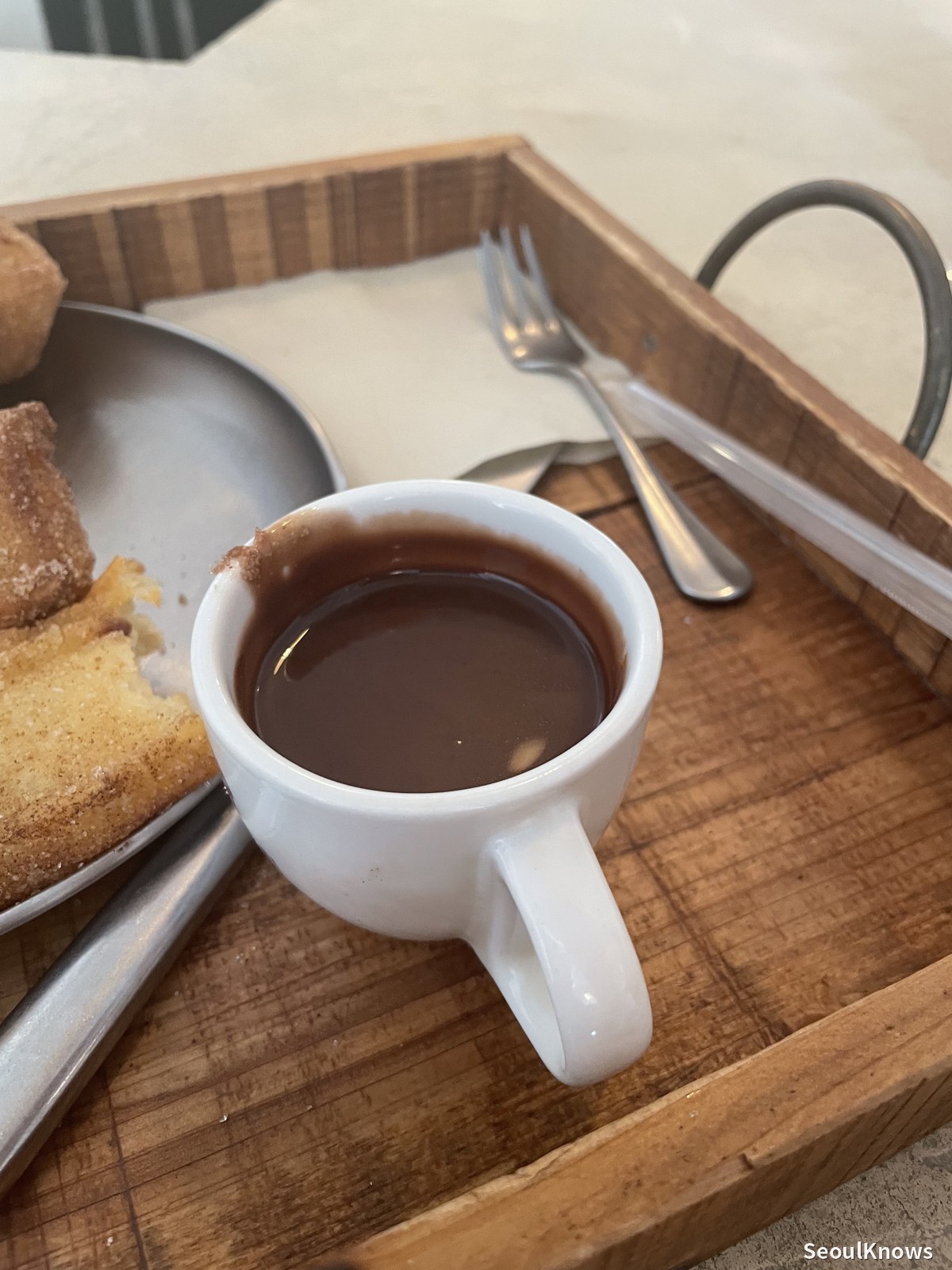 Thick dark chocolate sauce like Spanish chocolate a la taza