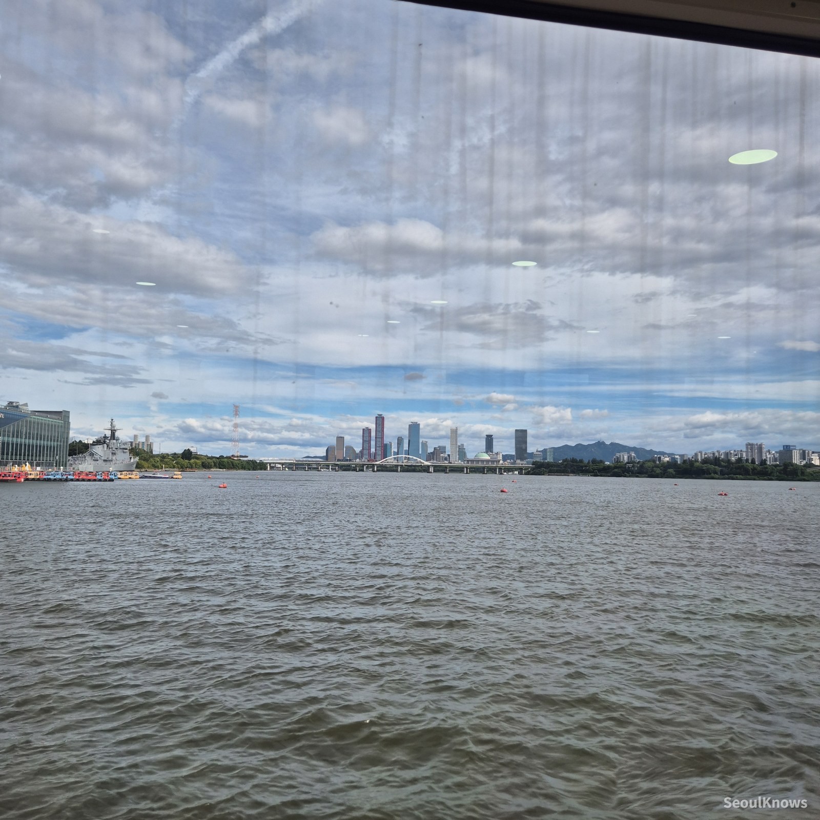 Han River view from the ferry window