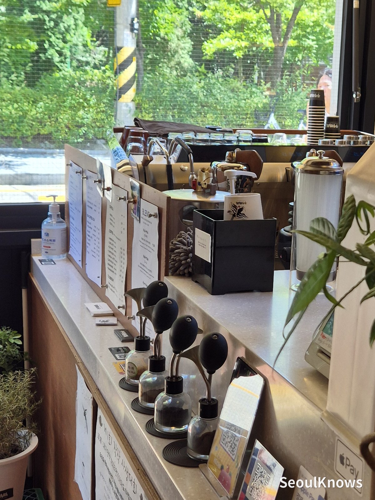 Row of aroma jars along the counter
