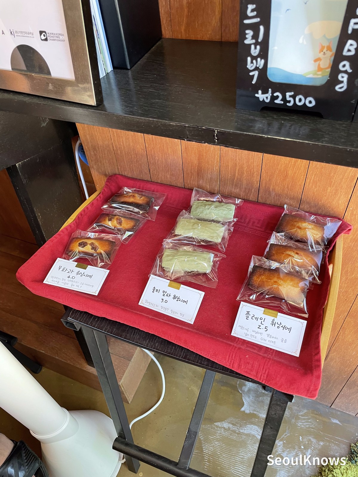 House-made financiers in the counter showcase