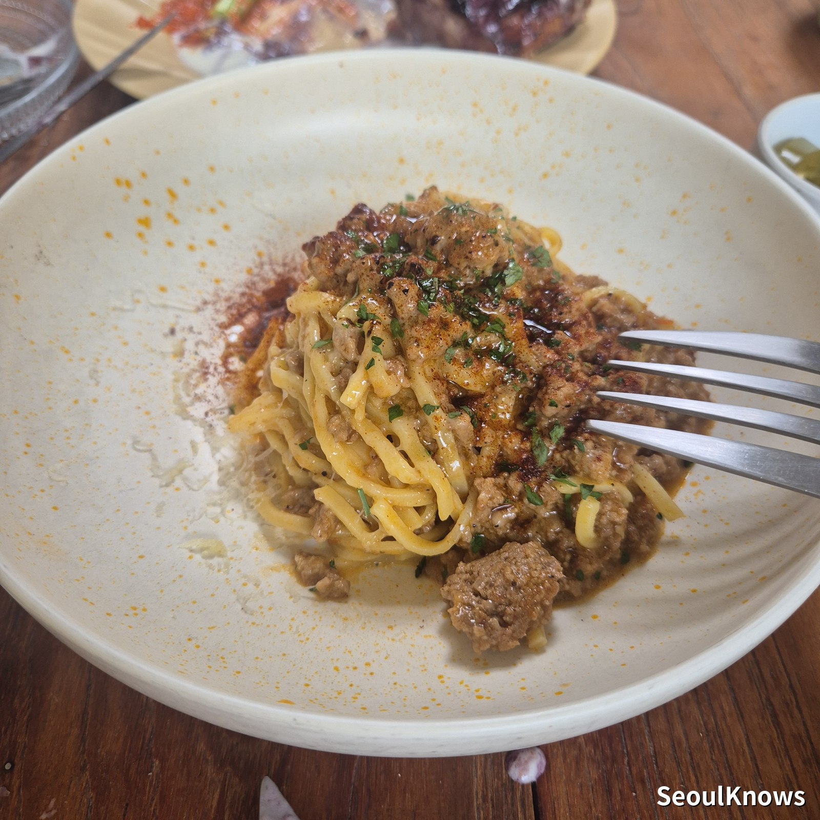 Beef ragù fresh spaghetti alla chitarra at Maison Leblanc