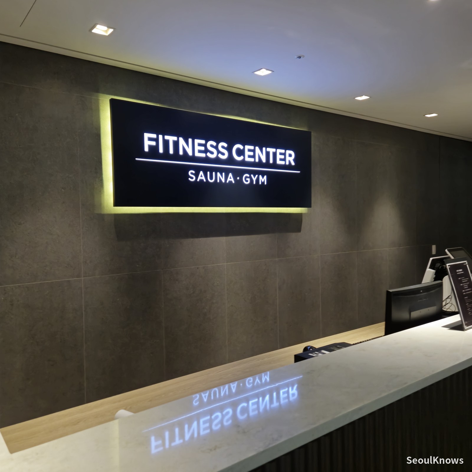 Fitness center and sauna sign