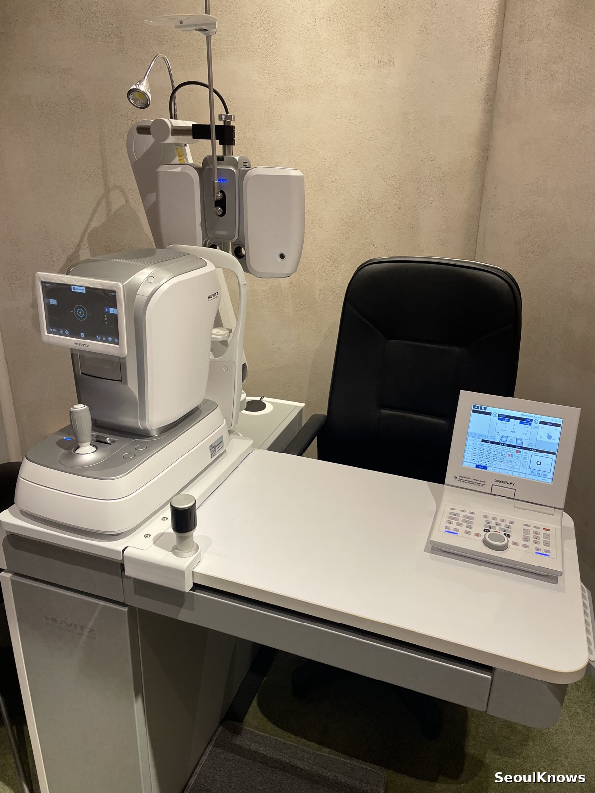 Eye testing equipment at an optician in Seoul