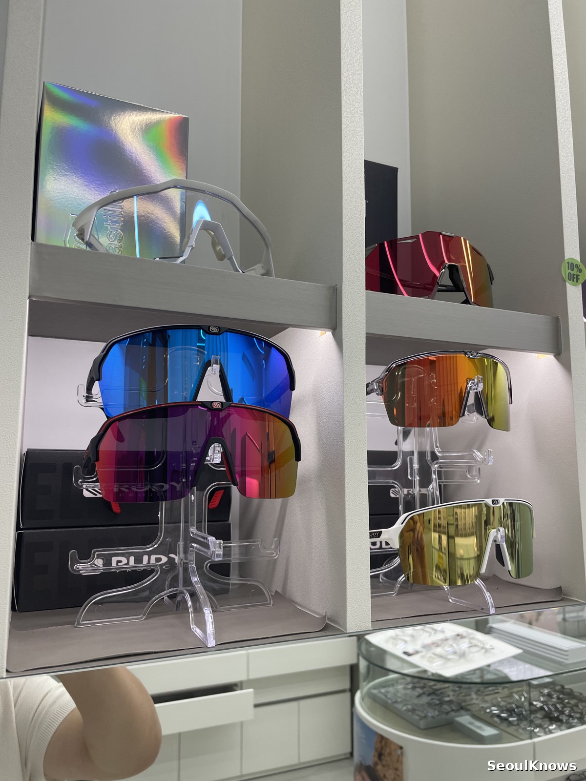 Sports sunglasses and goggles in a Seoul shop