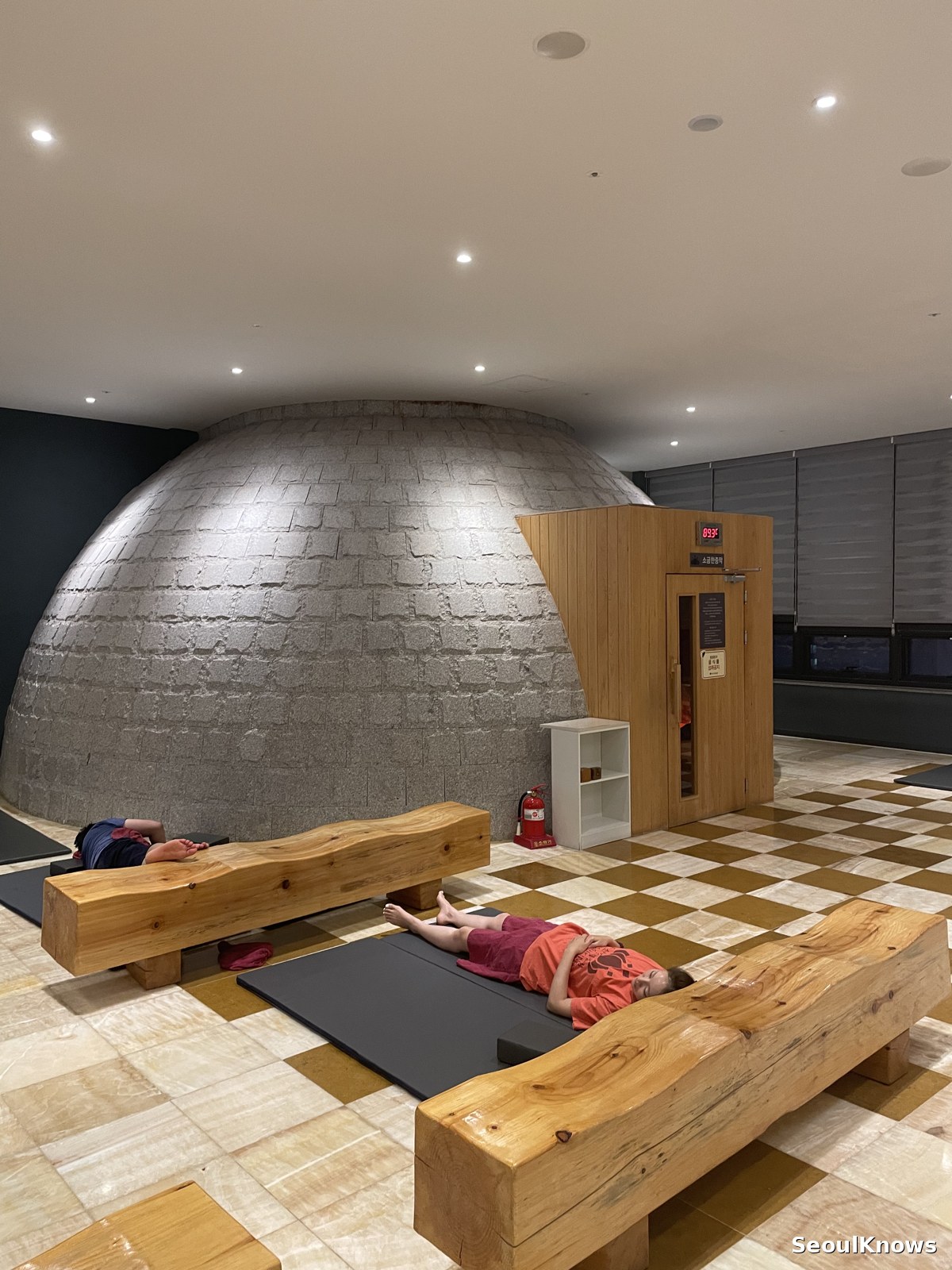 Foot reflexology stone path at a Korean spa