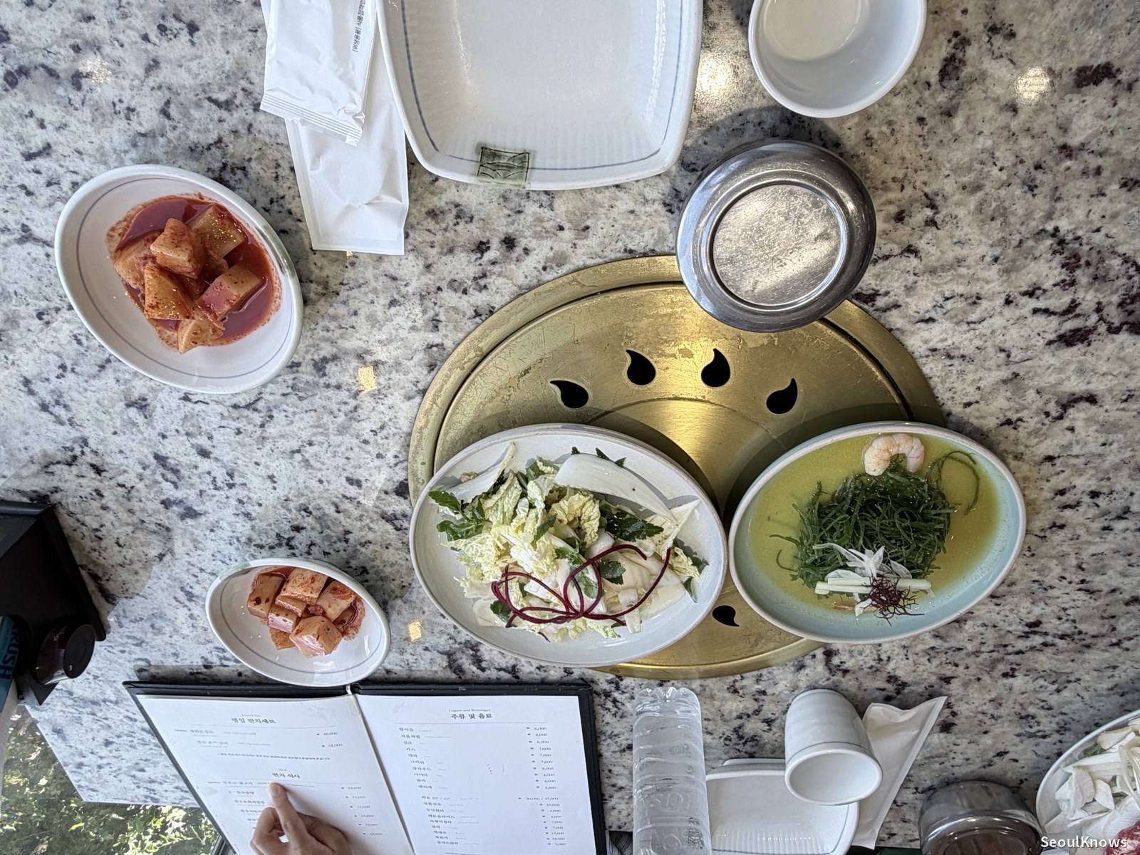 Korean banchan side dishes served before the meal