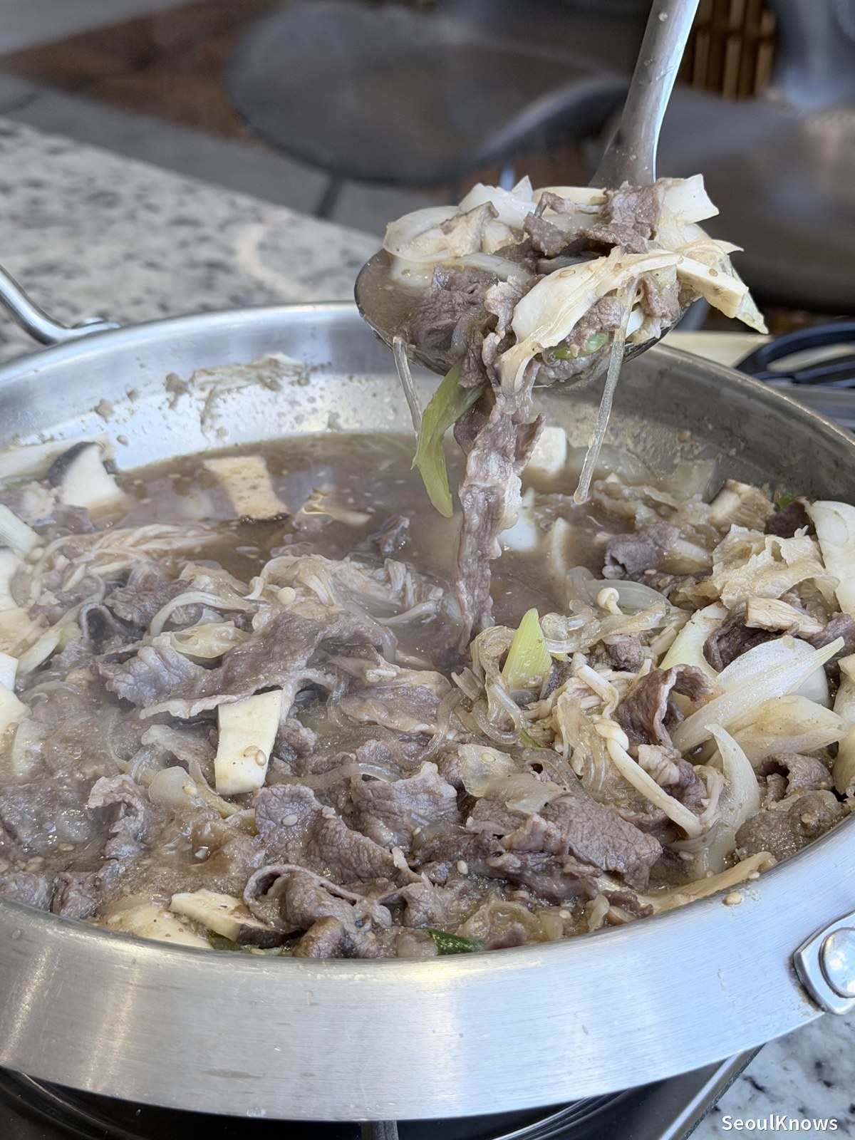 Finished hanwoo bulgogi in the pan
