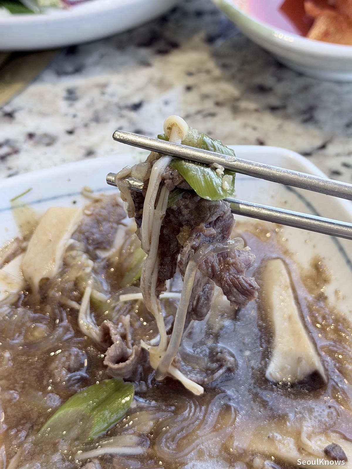 Close-up of tender hanwoo beef bulgogi