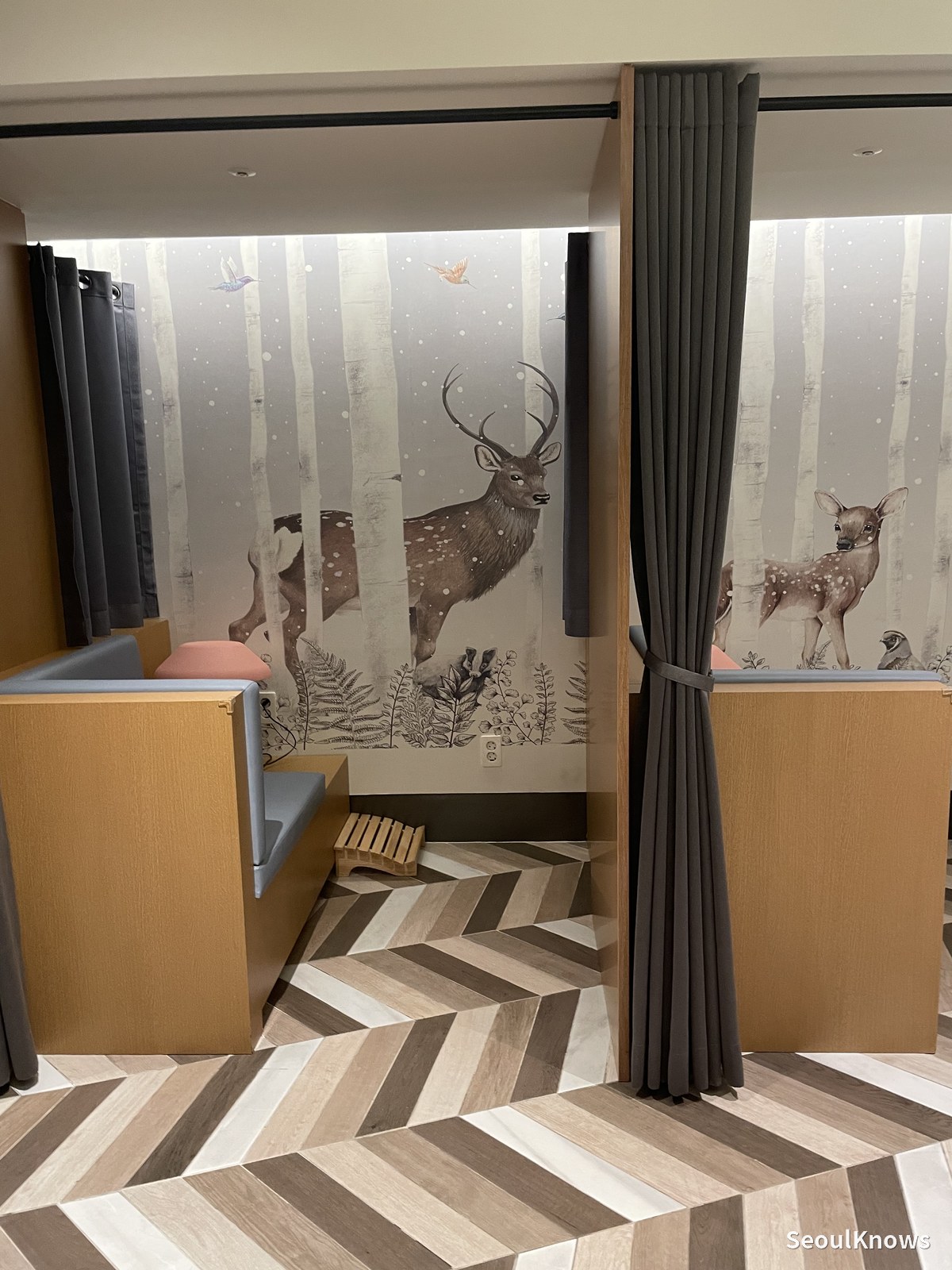 Curtained nursing booths at Inspire Entertainment Resort
